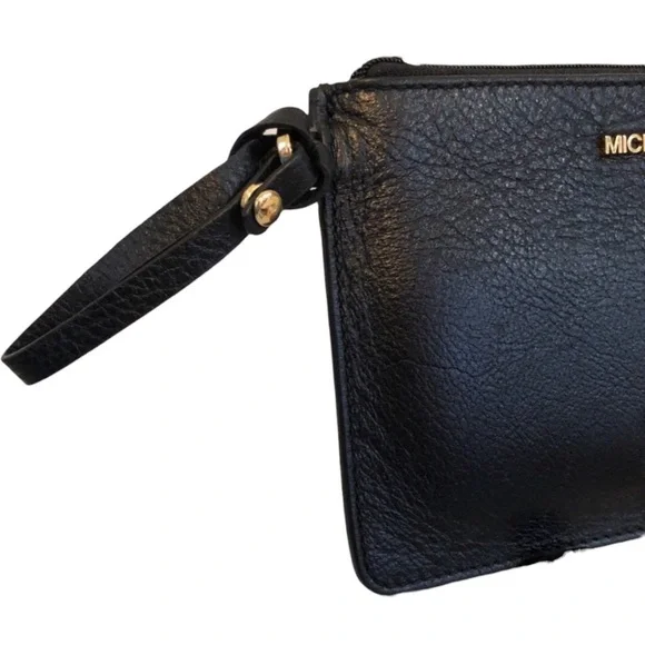 Michael Kors Black Leather Wristlet Comes w/booklet & orig packing. - Picture 3 of 10